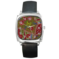 Authentic Aboriginal Art - Connections Square Metal Watch