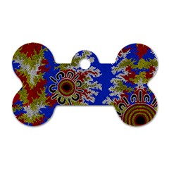 Authentic Aboriginal Art - Waterholes (corella) Dog Tag Bone (two Sides)