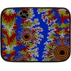 Authentic Aboriginal Art - Waterholes (corella) Two Sides Fleece Blanket (mini)