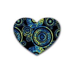 Authentic Aboriginal Art - Circles (paisley Art) Rubber Coaster (heart)