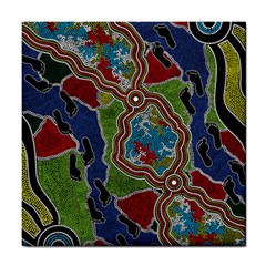 Authentic Aboriginal Art - Walking The Land Tile Coaster by hogartharts