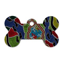 Authentic Aboriginal Art - Walking The Land Dog Tag Bone (two Sides)