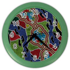 Authentic Aboriginal Art - Walking The Land Color Wall Clock