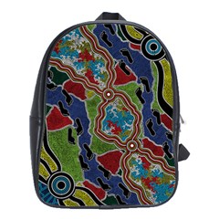 Authentic Aboriginal Art - Walking The Land School Bag (large) by hogartharts