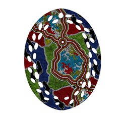 Authentic Aboriginal Art - Walking The Land Ornament (oval Filigree) by hogartharts