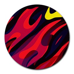 Abstract Fire Flames Grunge Art, Creative Round Mousepad by nateshop