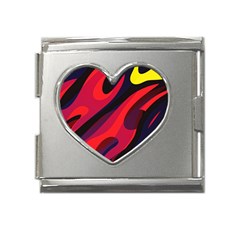 Abstract Fire Flames Grunge Art, Creative Mega Link Heart Italian Charm (18mm)