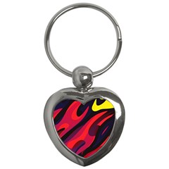 Abstract Fire Flames Grunge Art, Creative Key Chain (heart)