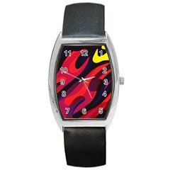 Abstract Fire Flames Grunge Art, Creative Barrel Style Metal Watch by nateshop