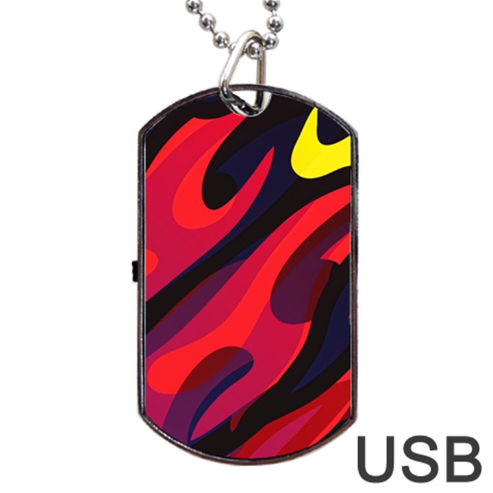 Abstract Fire Flames Grunge Art, Creative Dog Tag USB Flash (One Side)