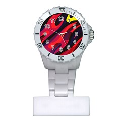 Abstract Fire Flames Grunge Art, Creative Plastic Nurses Watch by nateshop