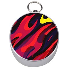 Abstract Fire Flames Grunge Art, Creative Silver Compasses by nateshop