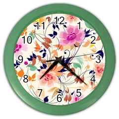 Abstract Floral Background Color Wall Clock by nateshop