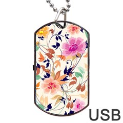 Abstract Floral Background Dog Tag Usb Flash (one Side) by nateshop