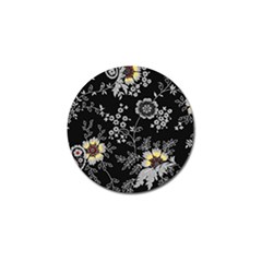 Black Background With Gray Flowers, Floral Black Texture Golf Ball Marker (10 Pack) by nateshop