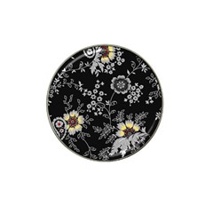Black Background With Gray Flowers, Floral Black Texture Hat Clip Ball Marker by nateshop