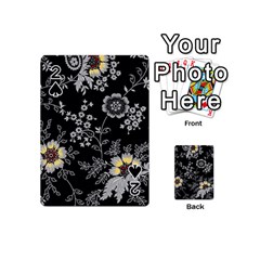 Black Background With Gray Flowers, Floral Black Texture Playing Cards 54 Designs (mini) by nateshop
