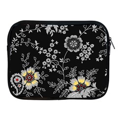 Black Background With Gray Flowers, Floral Black Texture Apple Ipad 2/3/4 Zipper Cases by nateshop