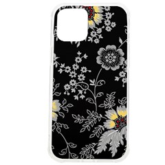 Black Background With Gray Flowers, Floral Black Texture Iphone 12 Pro Max Tpu Uv Print Case by nateshop