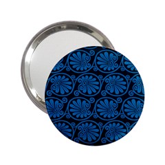 Blue Floral Pattern Floral Greek Ornaments 2 25  Handbag Mirrors by nateshop