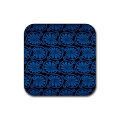 Blue Floral Pattern Floral Greek Ornaments Rubber Coaster (square) by nateshop