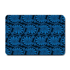 Blue Floral Pattern Floral Greek Ornaments Small Doormat by nateshop