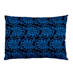 Blue Floral Pattern Floral Greek Ornaments Pillow Case by nateshop