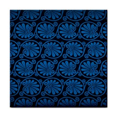Blue Floral Pattern Floral Greek Ornaments Face Towel by nateshop