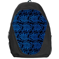 Blue Floral Pattern Floral Greek Ornaments Backpack Bag by nateshop