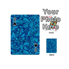Blue Floral Pattern Texture, Floral Ornaments Texture Playing Cards 54 Designs (mini) by nateshop