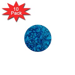 Blue Floral Pattern Texture, Floral Ornaments Texture 1  Mini Magnet (10 Pack) 