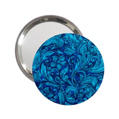 Blue Floral Pattern Texture, Floral Ornaments Texture 2 25  Handbag Mirrors by nateshop