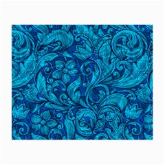 Blue Floral Pattern Texture, Floral Ornaments Texture Small Glasses Cloth by nateshop