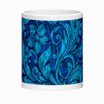 Blue Floral Pattern Texture, Floral Ornaments Texture Morph Mug Center