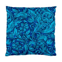 Blue Floral Pattern Texture, Floral Ornaments Texture Standard Cushion Case (two Sides) by nateshop