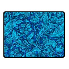 Blue Floral Pattern Texture, Floral Ornaments Texture Fleece Blanket (small) by nateshop