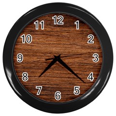 Brown Wooden Texture Wall Clock (black) by nateshop