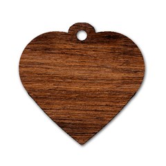 Brown Wooden Texture Dog Tag Heart (two Sides) by nateshop