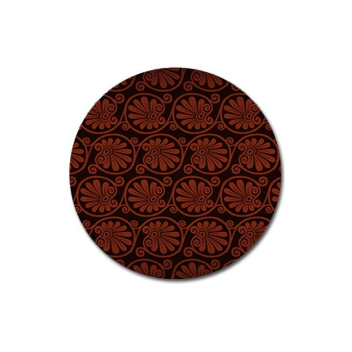Brown Floral Pattern Floral Greek Ornaments Magnet 3  (Round)