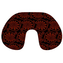 Brown Floral Pattern Floral Greek Ornaments Travel Neck Pillow by nateshop