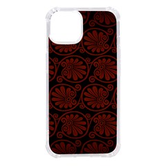 Brown Floral Pattern Floral Greek Ornaments Iphone 14 Tpu Uv Print Case by nateshop