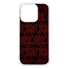 Brown Floral Pattern Floral Greek Ornaments Iphone 14 Pro Tpu Uv Print Case by nateshop