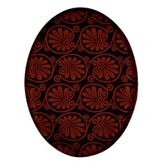 Brown Floral Pattern Floral Greek Ornaments Oval Glass Fridge Magnet (4 Pack) by nateshop