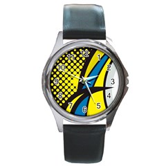 Colorful Abstract Background Art Round Metal Watch by nateshop