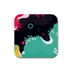 Colorful Background, Material Design, Geometric Shapes Rubber Square Coaster (4 Pack) by nateshop