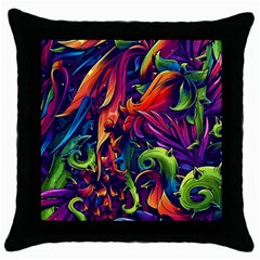 Colorful Floral Patterns, Abstract Floral Background Throw Pillow Case (black) by nateshop