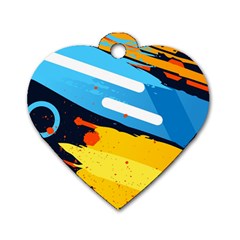Colorful Paint Strokes Dog Tag Heart (two Sides) by nateshop