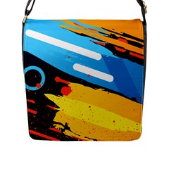 Colorful Paint Strokes Flap Closure Messenger Bag (l) by nateshop