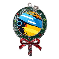 Colorful Paint Strokes Metal X mas Lollipop With Crystal Ornament by nateshop