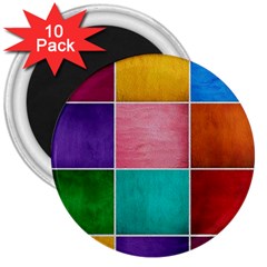Colorful Squares, Abstract, Art, Background 3  Magnets (10 Pack)  by nateshop